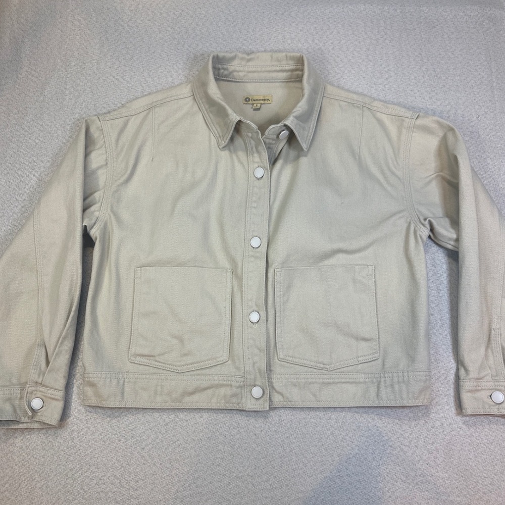 Democracy Jacket Women S Beige Cotton Denim Utility Cropped BN0815RTX2
